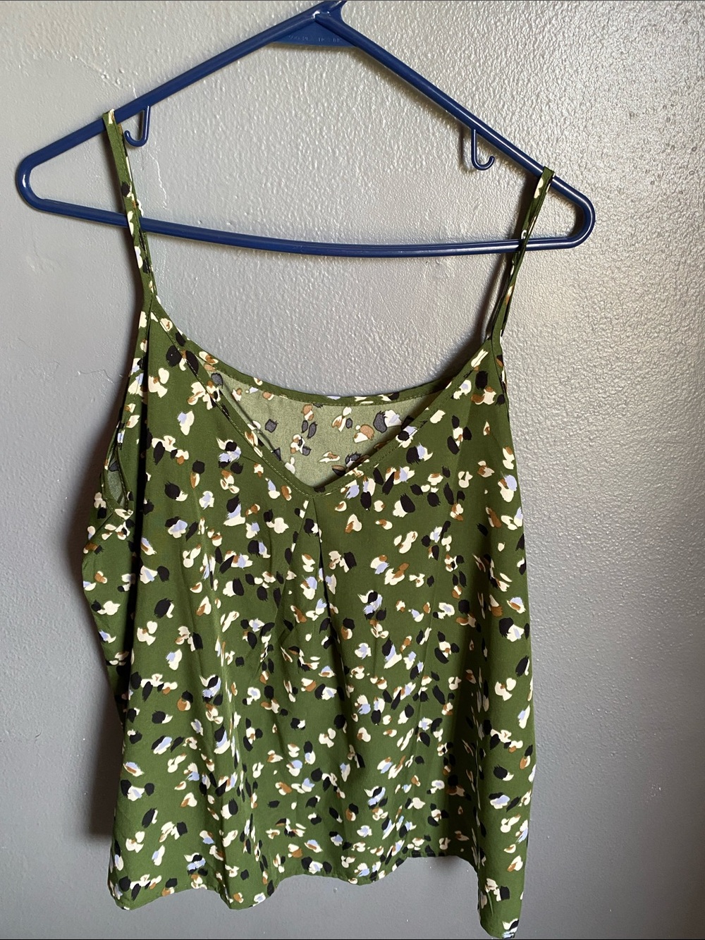 Olive Green Printed Spaghetti Strap Cami